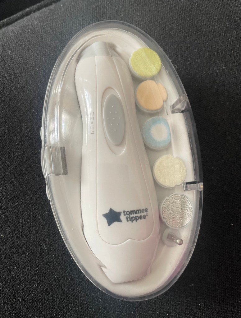 Tommie Tippee Nail File- Image taken after use- blue nail file head has been used