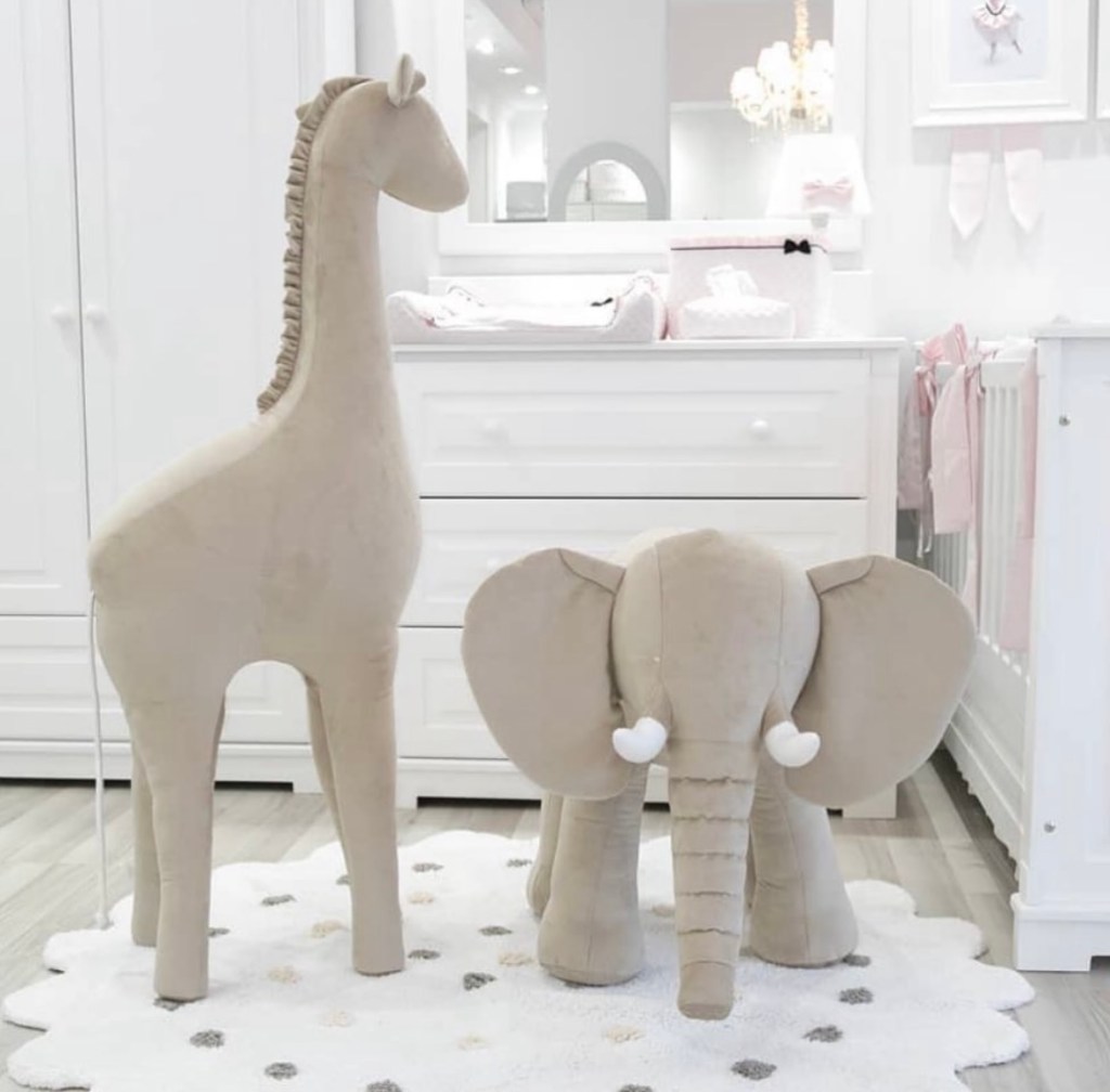 Faceless" Large Stuffed Animals in BEIGE Velvet by Ling Lux