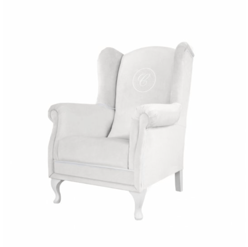 Ivory armchair with emblem- CARAMELLA INTERIORS